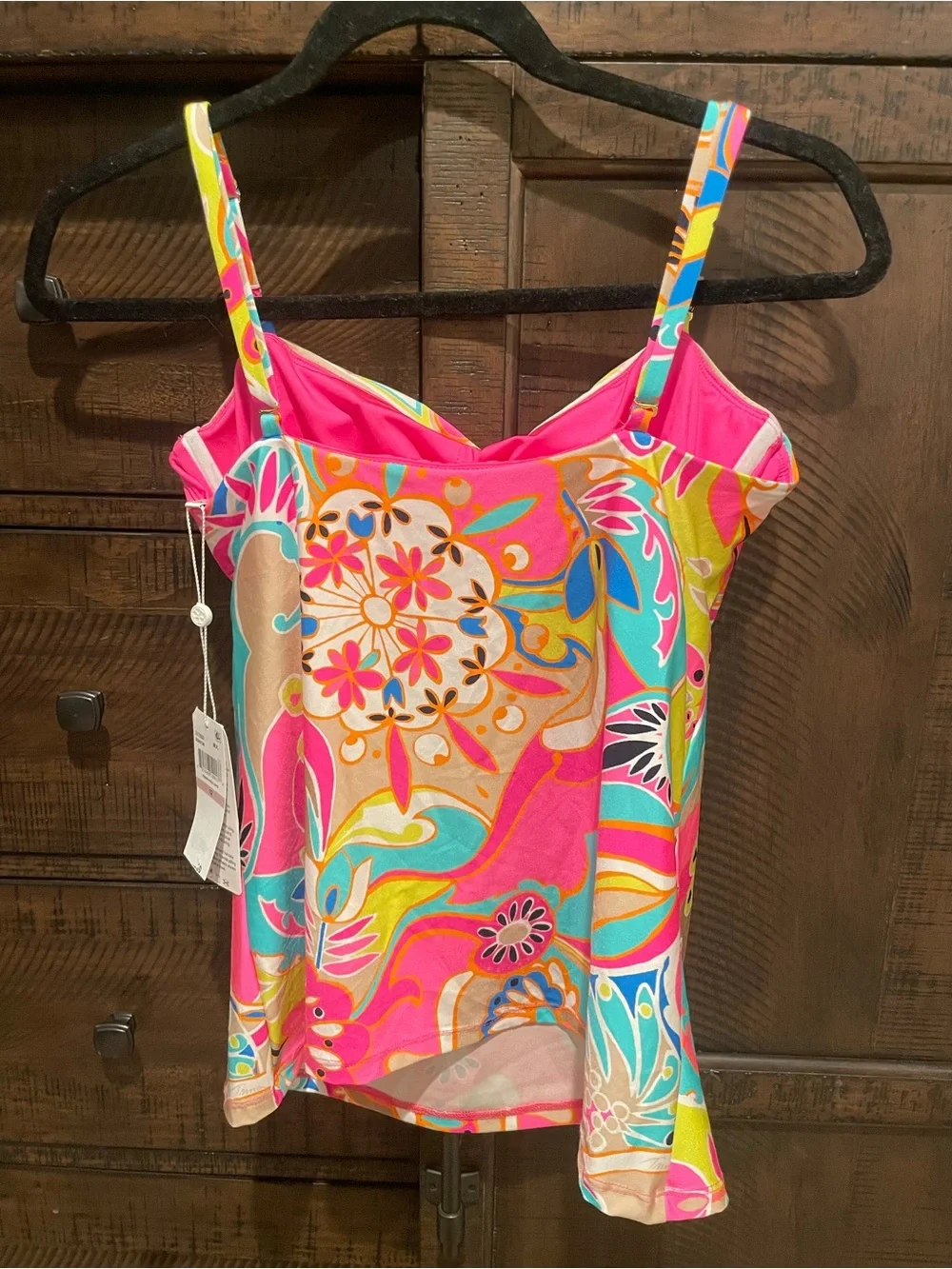 Girls' Bright Pink Multicolor Floral Tankini Top - Kids Swim